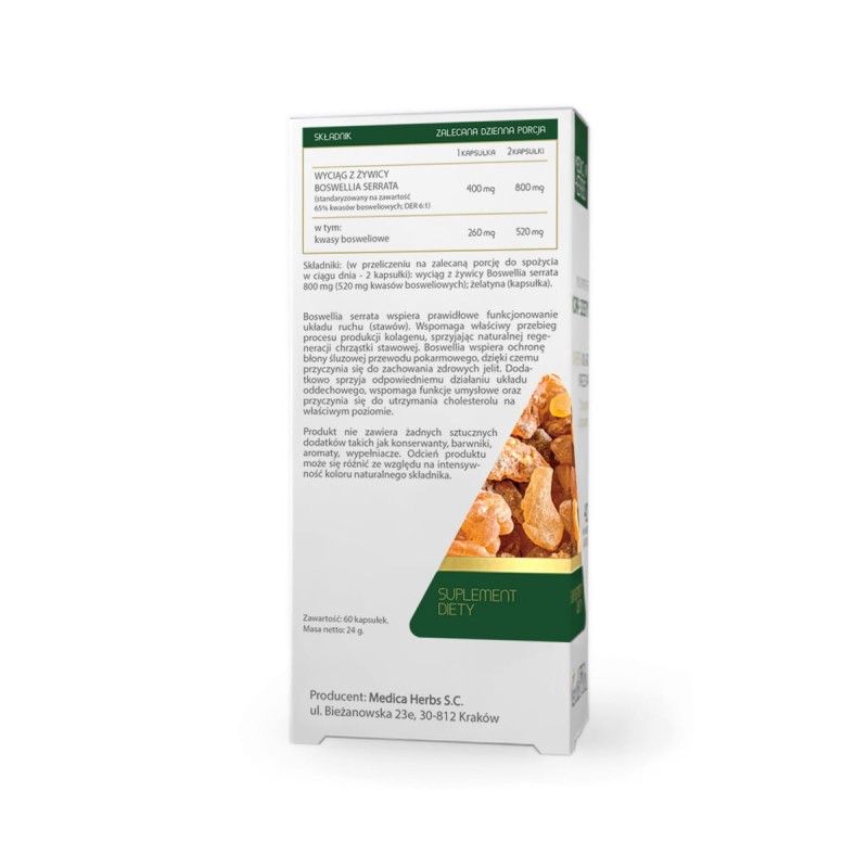 Boswellia serrata (Kadzidłowiec) 400 mg 60 kapsułek MEDICA HERBS 