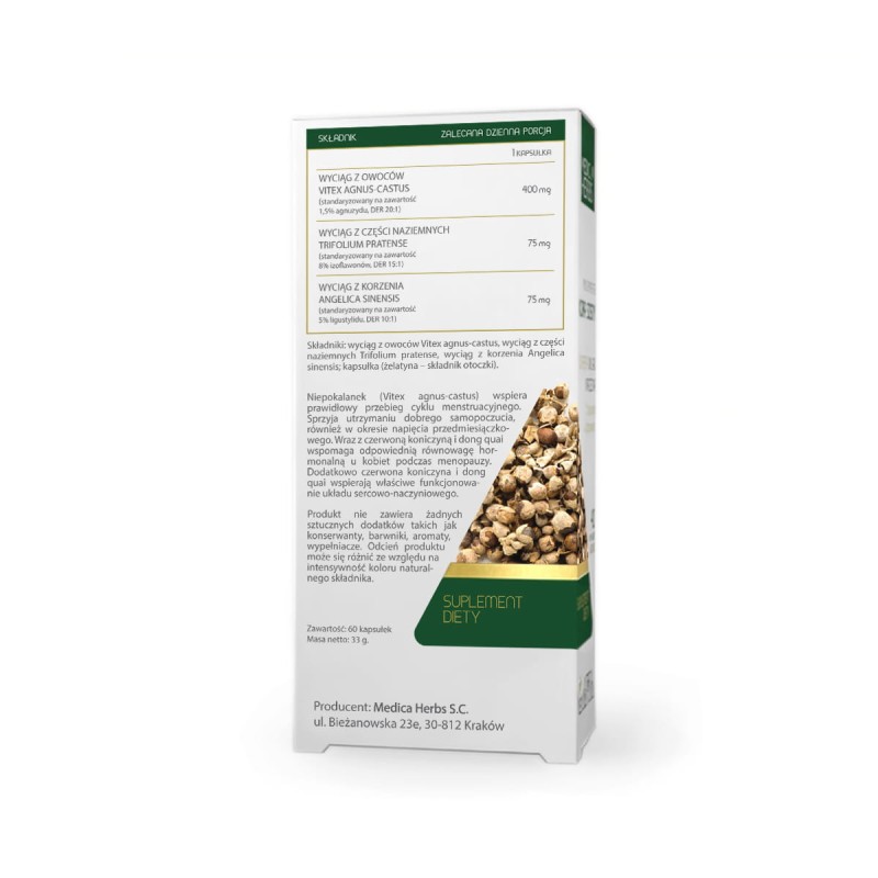 Niepokalanek Czerwona Koniczyna Dong Quai 550 mg 60 kapsułek MEDICA HERBS