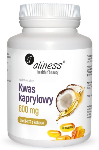 Kwas kaprylowy (60% C8) 600 mg x 90 caps ALINESS