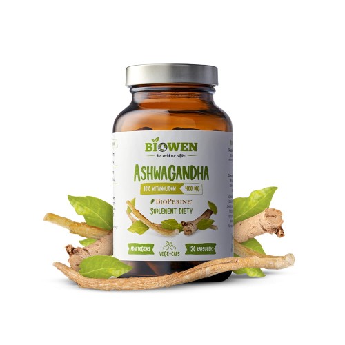 Ashwagandha 400 mg 10% witanolidów 120 kapsułek Biowen
