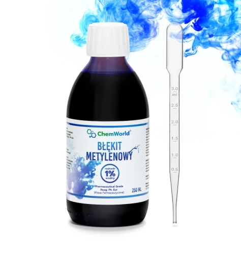Błękit Metylenowy 1% - 250 ml + Pipeta Pasteura 3 ml CHEMWORLD 