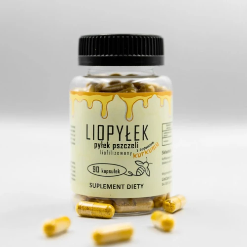 LIOPYŁEK Liofilizowany Pyłek Pszczeli+Kurkuma | 90 Kapsułek LIOCARE
