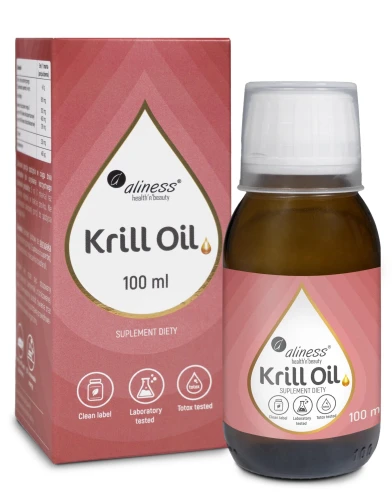 Krill Oil Omega 3 z Astaksantyną, 100 ml ALINESS