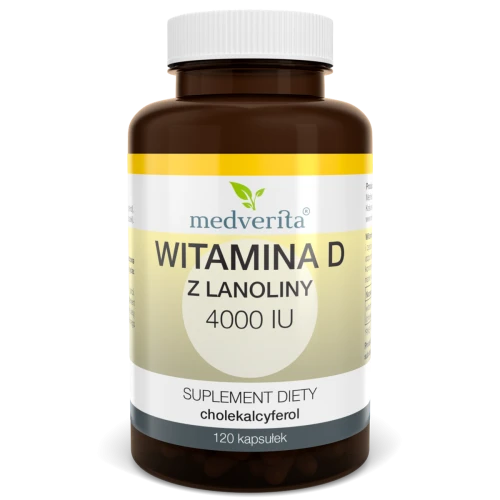 Witamina D3 4000 IU witamina D z lanoliny 120 kap MEDVERITA