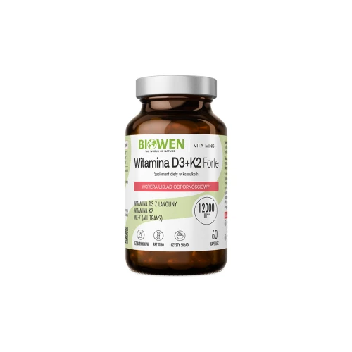 Witamina D3+K2 Forte 12.000iu - 60 kapsułek BIOWEN