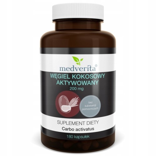 Węgiel kokosowy aktywny 200 mg 120 kaps MEDVERITA